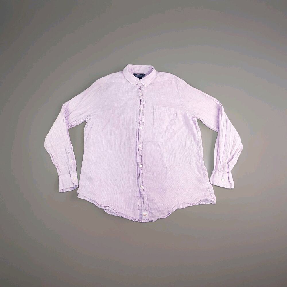 Vineyard Vines Sz XL Slim Fit Murray Shirt Purple 100% Linen Button Down Men's